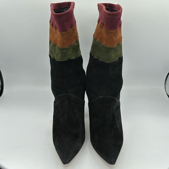 Manolo Blahnik Statlow Striped Stretch-Suede Bootie Size 37/ US 7 - Picture 2 of 12